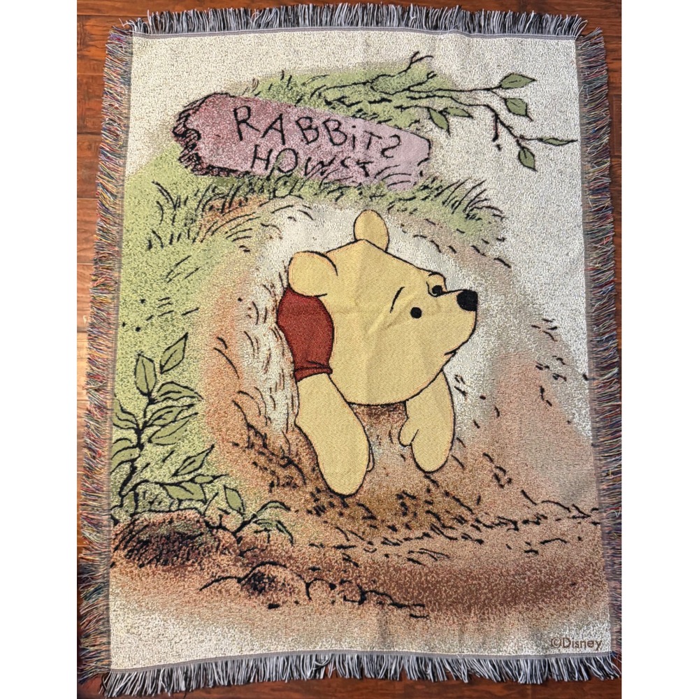 Vintage Disney Winnie the Pooh Tapestry Blanket Throw Unisex OS Rabbit's House